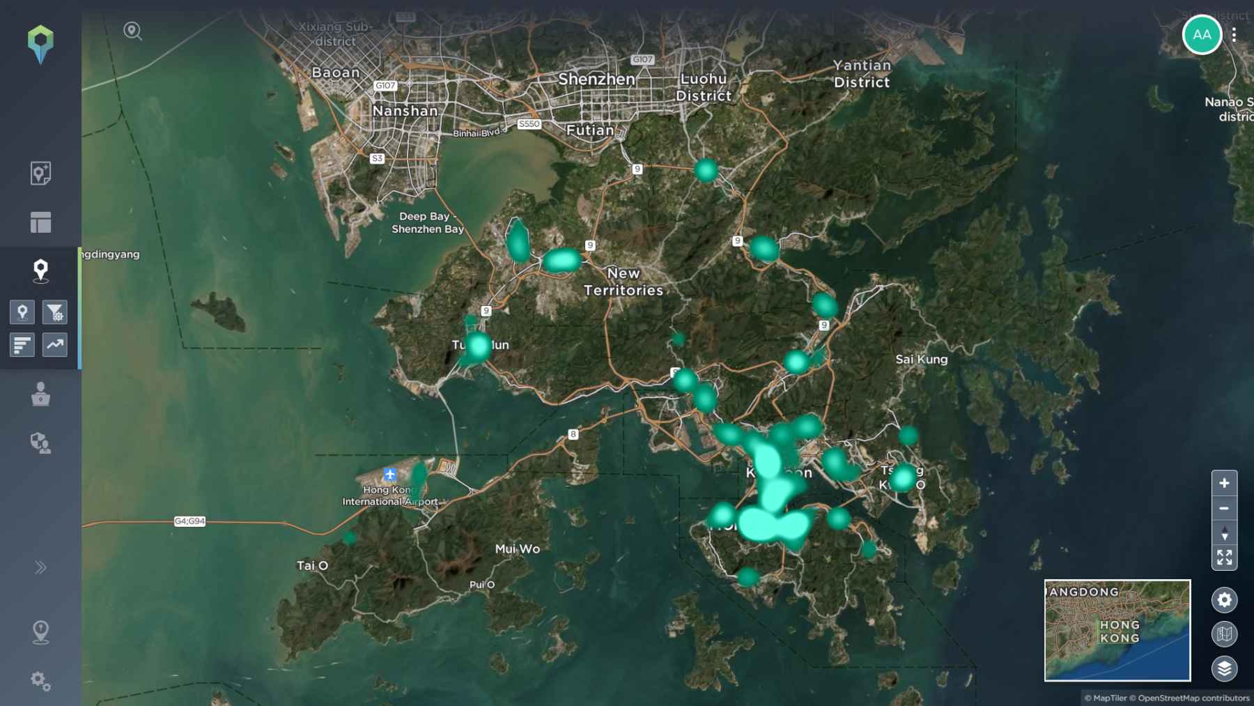 Heatmap showing Hong Kong’s protest activity from June 2019